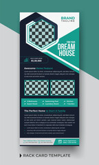 Wall Mural - Real estate rack card template design, Corporate real estate agency rack card or dl flyer template design in vector layout