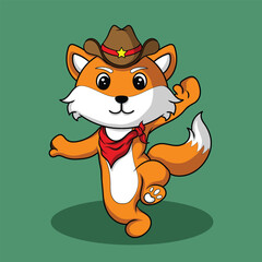 Wall Mural - artwork illustration and t shirt design cute fox cowboy for sticker