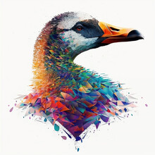 Illustration Of Goose With Infinite Colors, AI Generated Vector Illustration On White Background