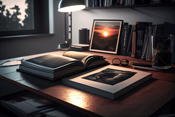 Wall Mural - A book sits on a modern desk