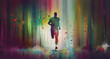 Dynamic Marathon Runner Man In A Silhouette Colorful Background
