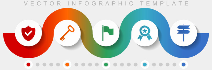Aufkleber - Internet infographic vector template with icon set, miscellaneous icons such as shield, key, flag, badge and signpost for webdesign and mobile applications