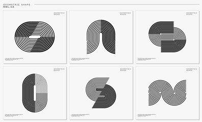 Modern blended line abstract letter O N S logo design set