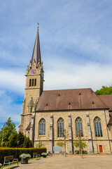 Poster - Vaduz Cathedral, or Cathedral of St. Florin is a neo-Gothic church in Vaduz, Liechtenstein