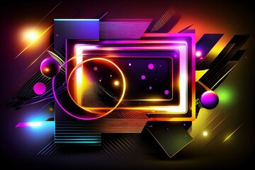 Wall Mural - abstract background with neon lines made with generative ai