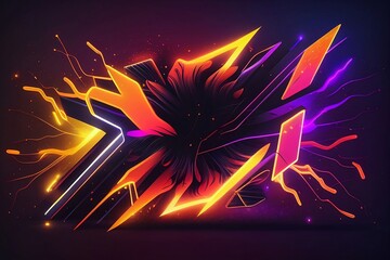Wall Mural - abstract background with neon lines made with generative ai