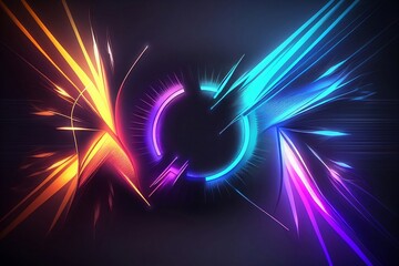 Wall Mural - abstract background with neon lines made with generative ai