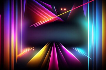 Wall Mural - abstract background with neon lines made with generative ai