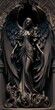 Sculptural gothic and baroque style female demonic angel