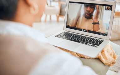 Sticker - Laptop screen, video call and mental health with people in virtual counseling consultation, doctor and patient. Psychologist, depression and trauma, anger and anxiety with support and trust