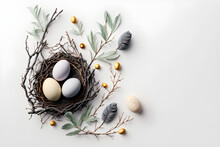 Easter Background Egg Branch Minimalist Style Generative Ai