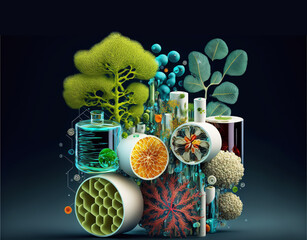 microbiology science research, concept art, Generative AI