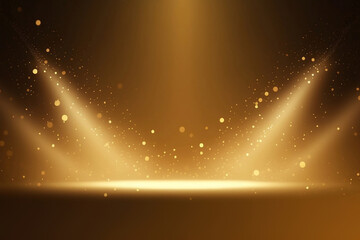 abstract background gold light glitter show stage. podium background. generative ai