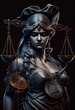 Beautiful abstract geometric Lady justice sculpture as justitia concept