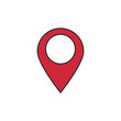 © Manoel - Flat location icon leaked in red color, dot on map.