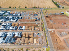 Aerial View Of New Houses Under Construction In An Urban Subdivision