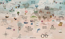 World Map Wallpaper Design For Kids Room