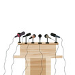 Wooden podium tribune of microphones on podium  on PNG transparent background  02