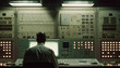 © BPawesome - Engineer working at an electrical station central control panel, power systems maintenance, Generative AI
