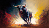 Fototapeta Kosmos - The furious bull, generative Ai