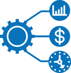 efficiency icon, management icon blue vector