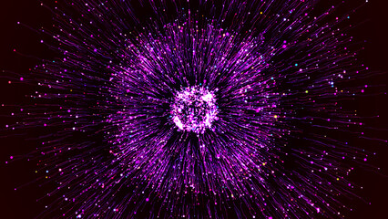 Wall Mural - colorful fireworks. aerial flyight inside festive fireworks. speed, fireworks, red blue neon glow, s