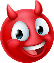 Poster - Devil Emoji Emoticon Man Face Cartoon Icon Mascot