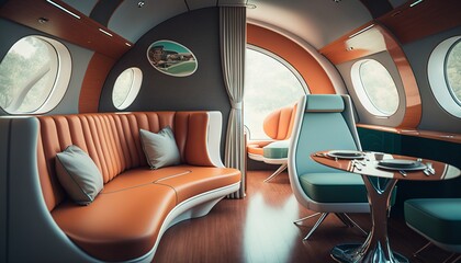 Futuristic luxurious corporate plane interior design generative ai