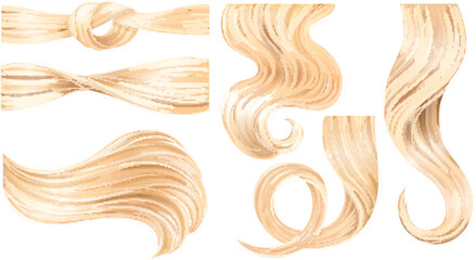 Sticker - Hair Curls Realistic Set