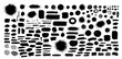 Gran colección de trazos vectoriales, trazos reales hechos a mano con formas y texturas variadas; formas circulares, texturas con spray, trazos de pincel y acuarela en color negro