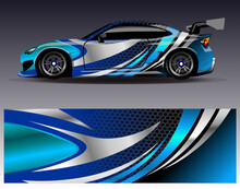 Car Wrap Design Vector. Graphic Abstract Stripe Racing Background Kit Designs For Wrap Vehicle  Race Car  Rally  Adventure And Livery