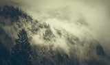 Fototapeta Na ścianę - Rocky Mountain Covered with Clouds Landscape