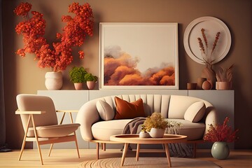 Poster - modern living room created using AI Generative Technology