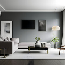 Modernes Wohnzimmer Lebensraum, Die Seele Baumeln Lassen - - Created With Hyperrealistic Generative AI Technology