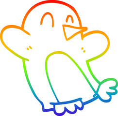 rainbow gradient line drawing cartoon christmas penguin