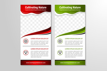 Wall Mural - cultivating nature roll up banner design, cleaning service flyer template, space photo collage and t