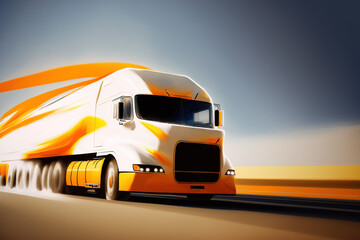 Canvas Print - Abstract concept truck in motion, Generative AI illustration