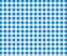 Blue And White Checkered Plaid Fabric Pattern Texture. Modified Stripes Consisting Of Crossed Horizontal And Vertical Lines.Blue Picnic Pattern