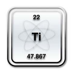 Poster - Illustrazione con simbolo elemento chimico metallo  Titanio su sfondo trasparente