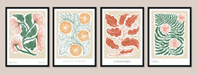 Vector Illustration Set Of Botanical Printable Posters. Art For For Postcards, Wall Art, Banner, Background.	