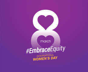 Wall Mural - International Women's Day 2023, campaign theme:  Embrace Equity. Women's Day banner vector illustration. Give equity a huge embrace.