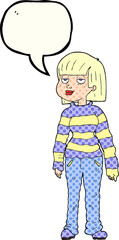 comic book speech bubble cartoon woman in casual clothes