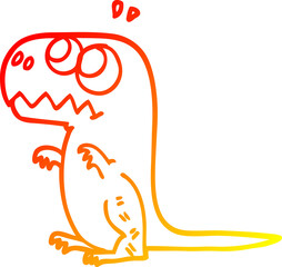 warm gradient line drawing cartoon prehistoric dinosaur