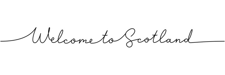 Wall Mural - welcome to scotland - word with continuous one line. minimalist drawing of phrase illustration. scot