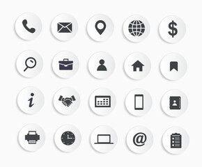 Wall Mural - essential web icon set. circular paper style business contact icons collection vector illustration