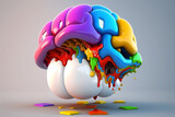Fototapeta  - kreatywny, twórczy mózg, 3d, żywe kolory, creative brain, 3d, vivid colors - generative AI