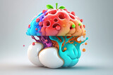 Fototapeta  - kreatywny, twórczy mózg, 3d, żywe kolory, creative brain, 3d, vivid colors - generative AI