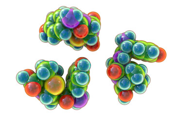 Wall Mural - Molecular model of amoxicillin antibiotic, 3d illustration