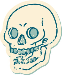 distressed sticker tattoo style icon of a skull