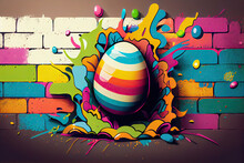 Graffiti Easter Background, Generative AI